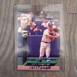 Russ Johnson autographed baseball card. 1377/3250